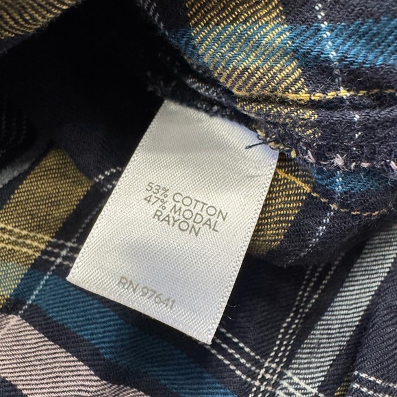 J. Jill Women’s Sz XL Blue Plaid Hook Loop Button Up Shirt Blouse Cotton Blend - Picture 4 of 6